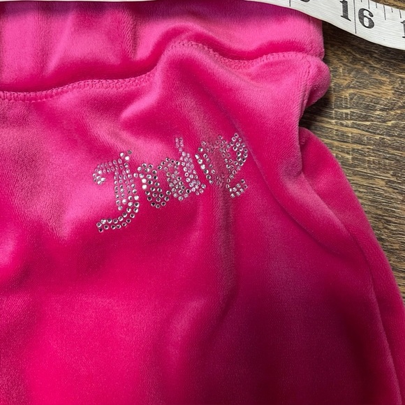 Juicy Couture Pink Velour Track Pants Logo Heart Women's Size Large Bling Y2K - Picture 3 of 10